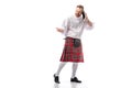 Scottish redhead man in red kilt