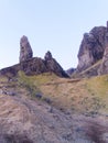 Scottish rocky landscape in Skye isle. Old man of Storr Royalty Free Stock Photo