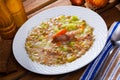 Scottish soup with lamb, root vegetables, pulses and barley Royalty Free Stock Photo