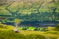 Motor boats cruising on Loch Lomond in Scottish highlands.