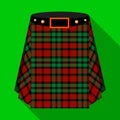 Scottish tartan kilt.The men s skirt for the Scots.Scotland single icon in flat style vector symbol stock illustration. Royalty Free Stock Photo