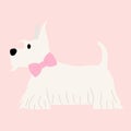 Scottish Terrier with bow collar cartoon illustration,happy Valentines day greeting card