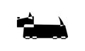 Scottish terrier. Dog breed silhouette. Icon template. Avantgarde graphic style. Black and white vector Illustration Royalty Free Stock Photo