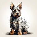 Scottish Terrier dog in cartoon style. Cute Scottish Terrier isolated on white background. Watercolor drawing, hand-drawn Scottish Royalty Free Stock Photo