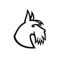 Scottish Terrier Head Side Black and White