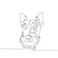 Scottish Terrier, hunting dog, dog breed, companion dog one line art. Continuous line drawing of friend, dog, doggy Royalty Free Stock Photo