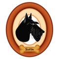 Scottish Terrier Portrait, Wood Frame, Dog Bone Treat