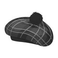 Scottish traditional cap icon in monochrome style isolated on white background. Scotland country symbol stock vector