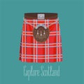 Scottish traditional skirt kilt with square pattern vector illustration Royalty Free Stock Photo