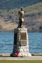 Scottish war memorial by loch