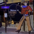 Iconic Cowboy Welcome Sign in Old Town Scottsdale, Arizona. Originally Erected in 1952 Royalty Free Stock Photo