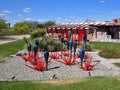 Scottsdale, Arizona- Taliesin West: Chihuly Installation `Black Saguaros and Scarlet Icicles` Royalty Free Stock Photo