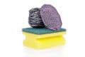 A Scouring Pad Sponge, a Steel Wool Soap Pad