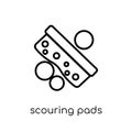 scouring pads icon. Trendy modern flat linear vector scouring pa