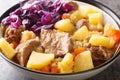 Scouse meat and potato stew from Liverpool close-up in a plate. Horizontal