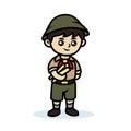 Cute and simple boy scout kids mascot logo design illustration
