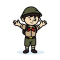 Cute and simple boy scout kids mascot logo design illustration