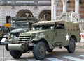 Scout Car, a military vehicle used by US Army in the Second World War, during a oldtimer vehicle exhibition Royalty Free Stock Photo