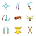 Scout icons set, cartoon style