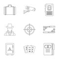 Scout icons set, outline style