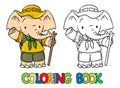 Scout. Little baby elephant. Coloring book.