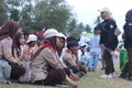 Scout members assisted in the organization of the flag lowering ceremony during the 78th Independence Day of Indonesia