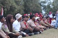 Scout members assisted in the organization of the flag lowering ceremony during the 78th Independence Day of Indonesia