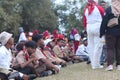 Scout members assisted in the organization of the flag lowering ceremony during the 78th Independence Day of Indonesia