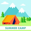 Scout Summer Camp, Resort Flat Vector Illustration Royalty Free Stock Photo