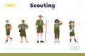 Scouting landing page design template for online summer club, school or outdoor training class