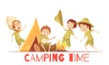 Scouts Camping Retro Cartoon Poster