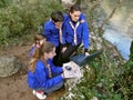 Scouts are oriented with laptop Royalty Free Stock Photo