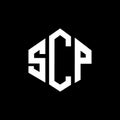 SCP letter logo design with polygon shape. SCP polygon and cube shape logo design. SCP hexagon vector logo template white and Royalty Free Stock Photo
