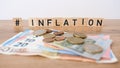 Scrabble inflation word. Building inflation, concept Royalty Free Stock Photo