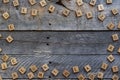 Scrabble tiles created a border on a wooden background Royalty Free Stock Photo