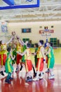 Scramble for ball under basket in game Royalty Free Stock Photo