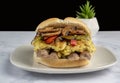 scramble egg sandwich with sausage Royalty Free Stock Photo