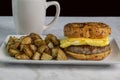 scramble egg and sausage sandwich Royalty Free Stock Photo