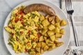 scramble eggs with peppers and onions