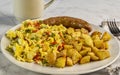 scramble eggs with peppers and onions Royalty Free Stock Photo