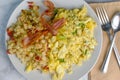 scramble eggs and hash browns with bacon Royalty Free Stock Photo