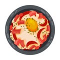 Scrambled Egg with Sausage and Herbs as Spanish Cuisine Dish Served on Plate Vector Illustration