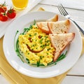Scrambled egg with toast bread, simple breakfast Royalty Free Stock Photo
