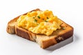 Scrambled Egg Toast Isolated on a White Background, created by Generative AI Royalty Free Stock Photo