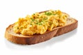 Scrambled Egg Toast Isolated on a White Background, created by Generative AI Royalty Free Stock Photo