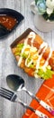 Scrambled egg toast with Mayonnaise and ketchup Royalty Free Stock Photo