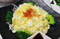 Scrambled egg white with crab meat