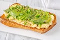 Scrambled eggs avocado sandwich Royalty Free Stock Photo