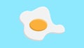 Scrambled eggs on a blue background, vector illustration. egg with yellow yolk. delicious breakfast. fried eggs with white protein