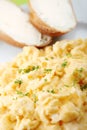 Scrambled eggs and bread with butter Royalty Free Stock Photo